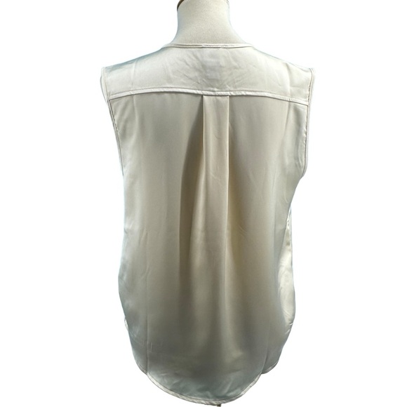 Faux Wrap Sleeveless V-Neck Hi-Lo Hem Pale Yellow Cream  M… - Picture 2 of 6